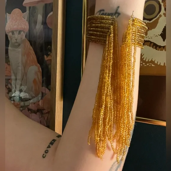 vintage Y2K Style Beaded Fringe Cuff Bracelet - Picture 3 of 3